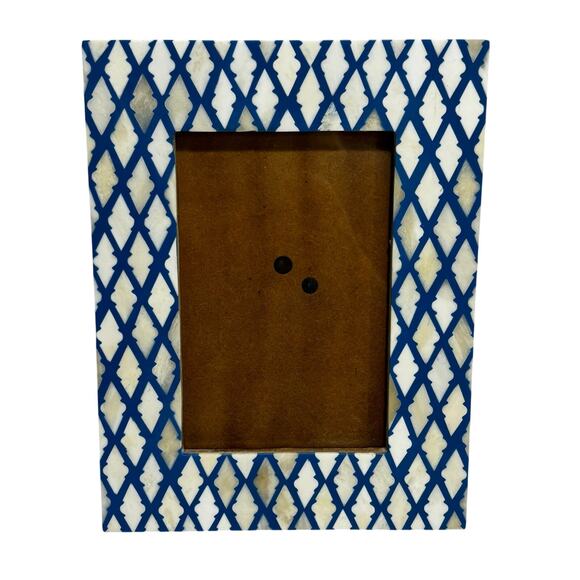 Boho Decor Photo Frame Portrait Landscape Blue White Morocco India Table Top - Picture 1 of 7